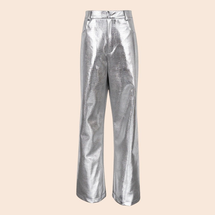 Metallic Straight-Leg Pants – Statement Street Luxe