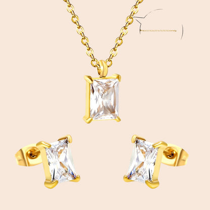 Minimalist Zircon Necklace & Earring Set