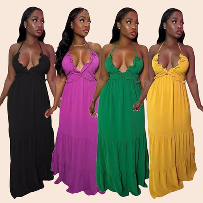 Sunset Escape Halter Maxi Dress