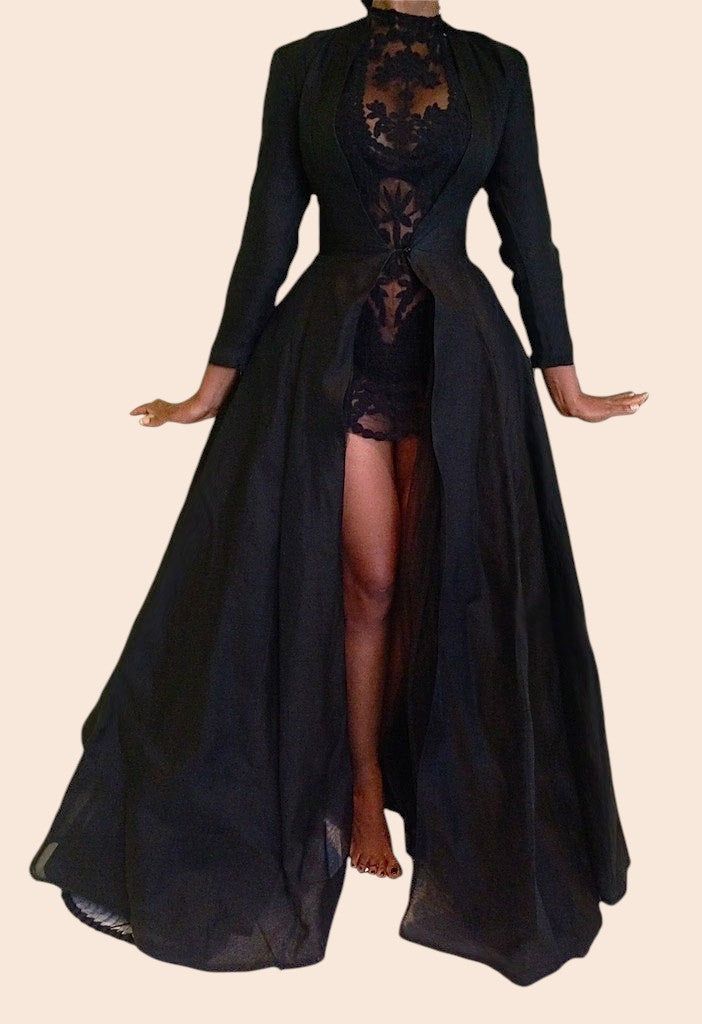 Midnight Lace Flow Gown