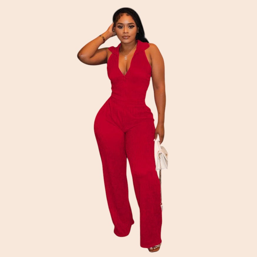 Pleated Wide Leg Jumpsuit