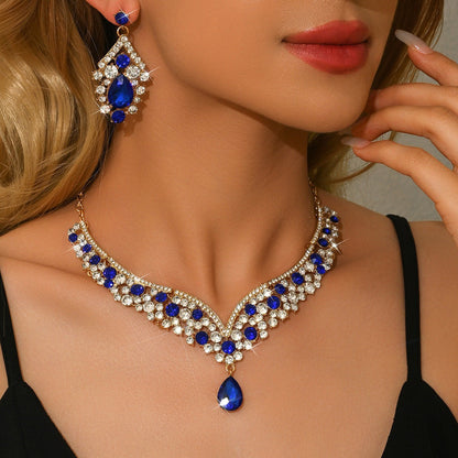 Vintage Crystal Teardrop Necklace & Earring Set