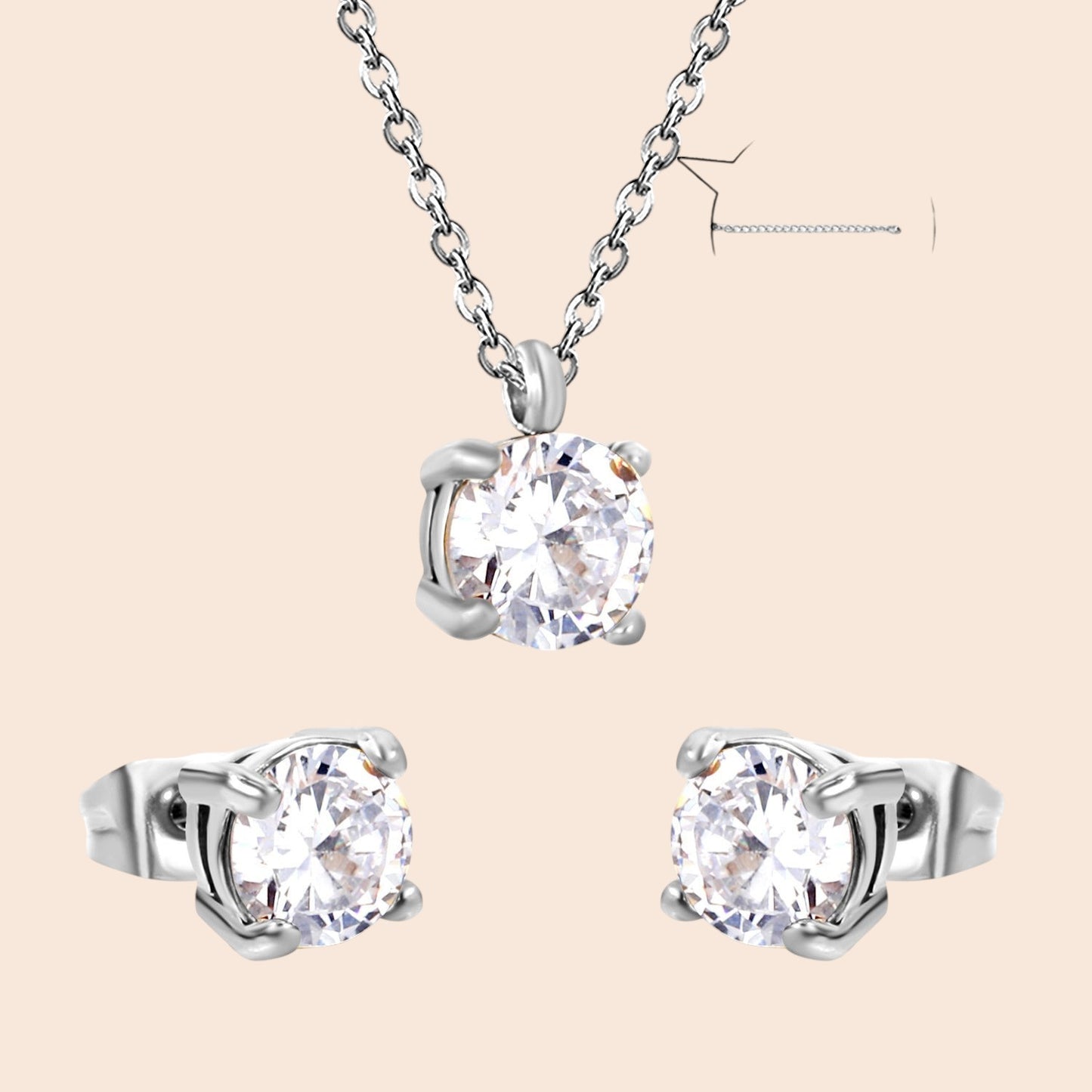 Minimalist Zircon Necklace & Earring Set