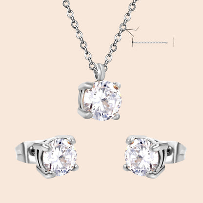 Minimalist Zircon Necklace & Earring Set