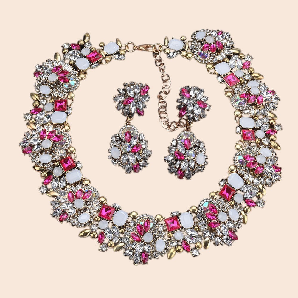 Vintage Luxe Crystal Jewelry Set – Regal Statement Glam