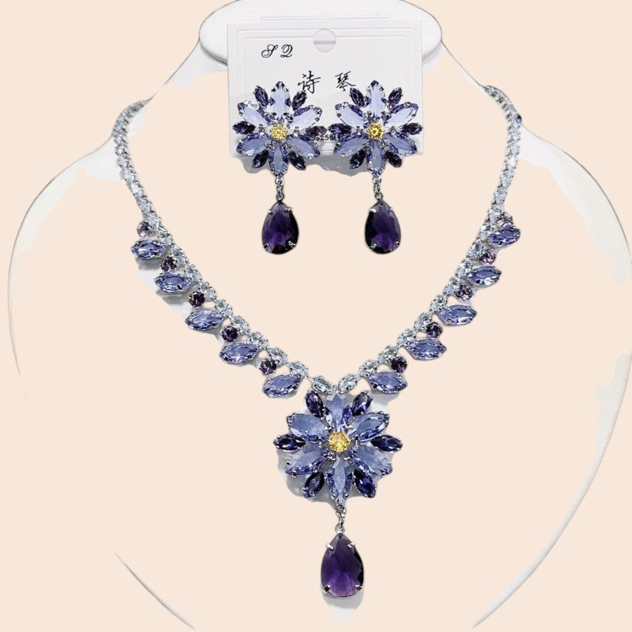 Luxury Crystal Snowflake Jewelry Set – Elegant Evening Sparkle