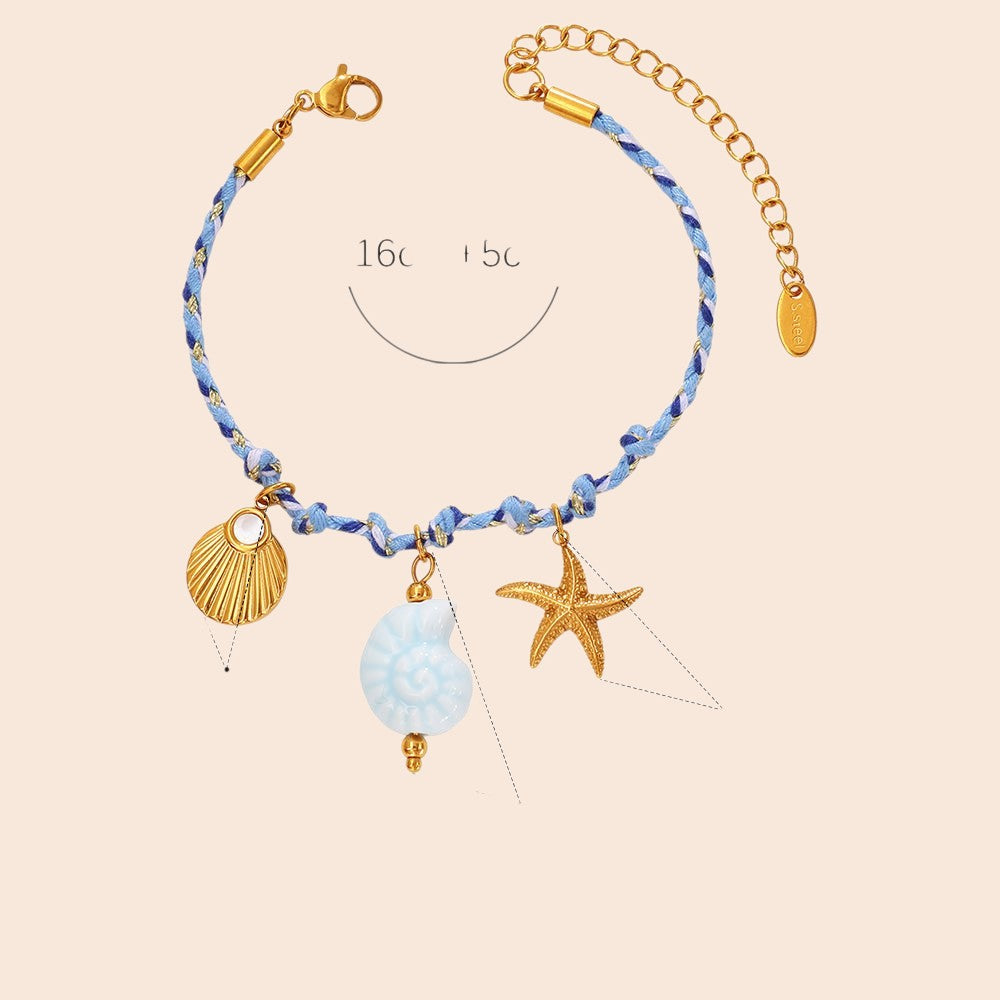 Ocean Charm Braided Necklace & Bracelet Set