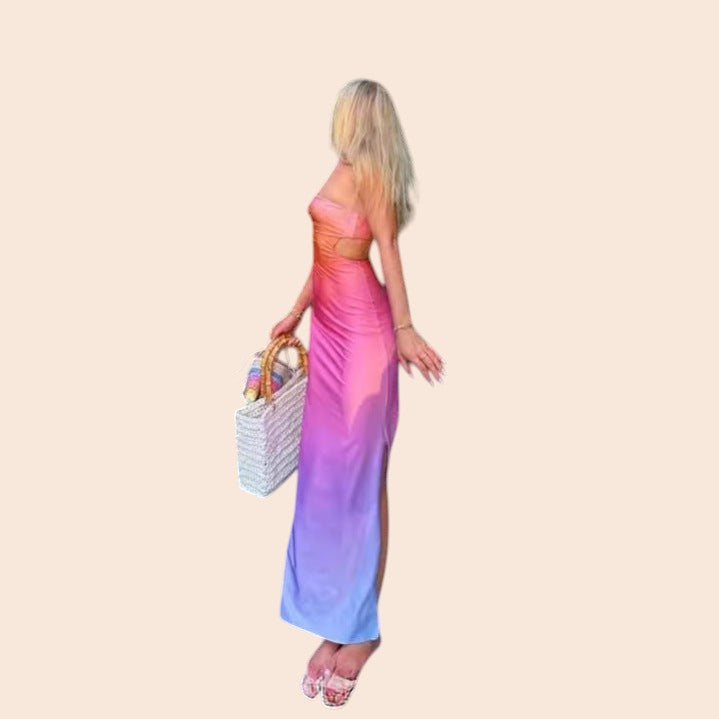 Sunset Ombre Strapless Maxi Dress