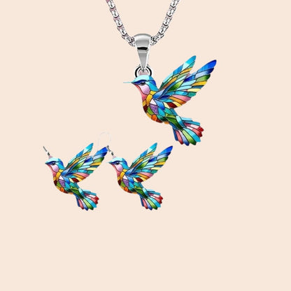 Rainbow Hummingbird Jewelry Set