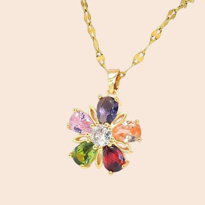 Colorful Crystal Flower Jewelry Set – Luxe Floral Sparkle