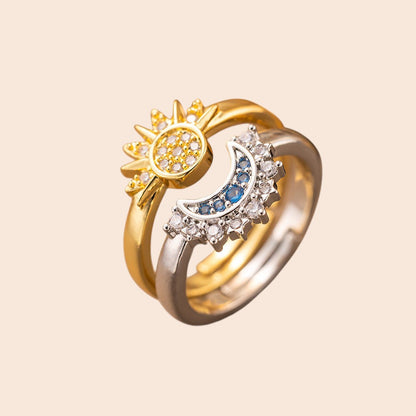 Celestial Sun & Moon Necklace and Ring Set