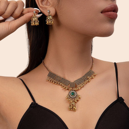 Vintage Pearl Flower Statement Necklace & Earring Set