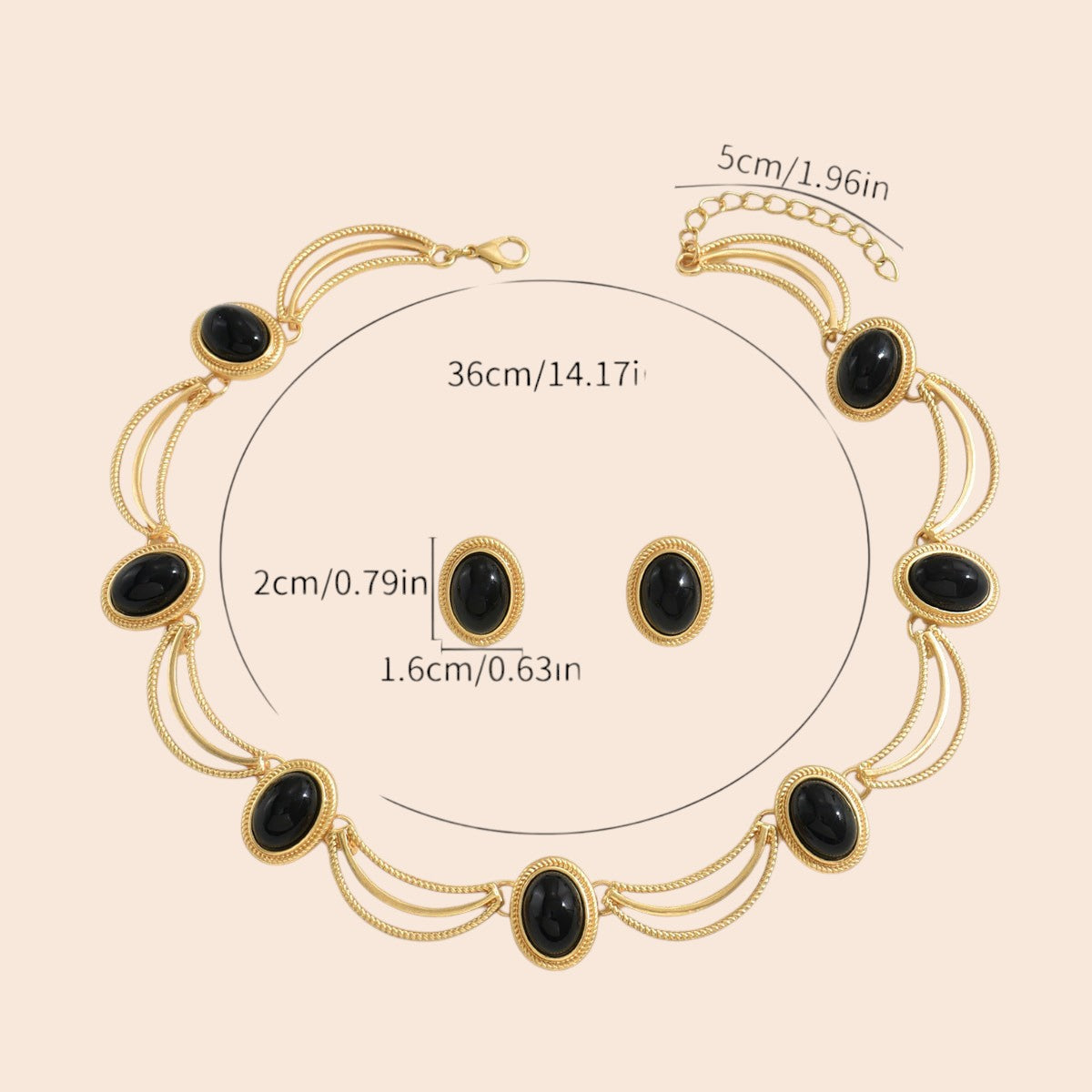 Vintage Noir Jewelry Set – Timeless Gold Elegance