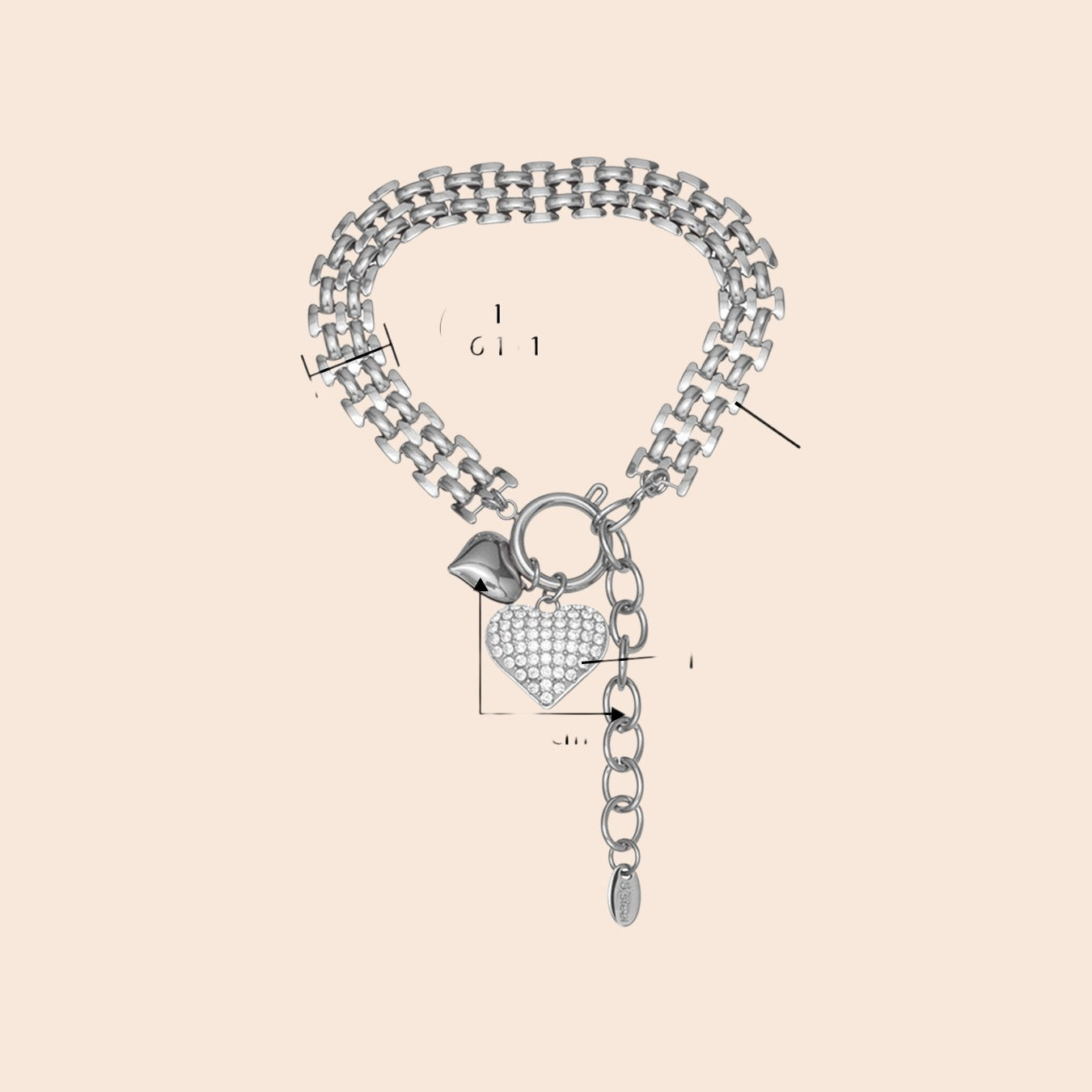 Luxe Heart Charm Zircon Jewelry Set