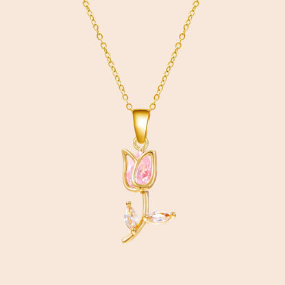 Elegant Tulip Crystal Necklace & Bracelet Set
