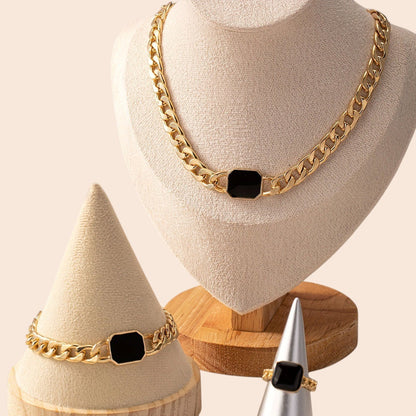 Geometric Luxe Chain Jewelry Set – Modern Statement Elegance