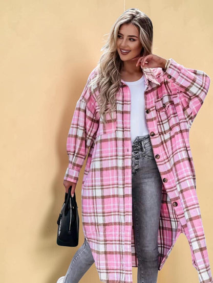 Oversized Plaid Cardigan Shirt – Cozy Street Luxe Edition