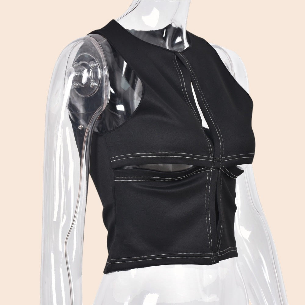 Cutout Faux Leather Crop Top