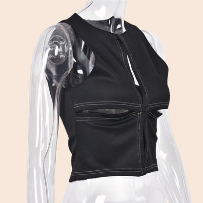 Cutout Faux Leather Crop Top