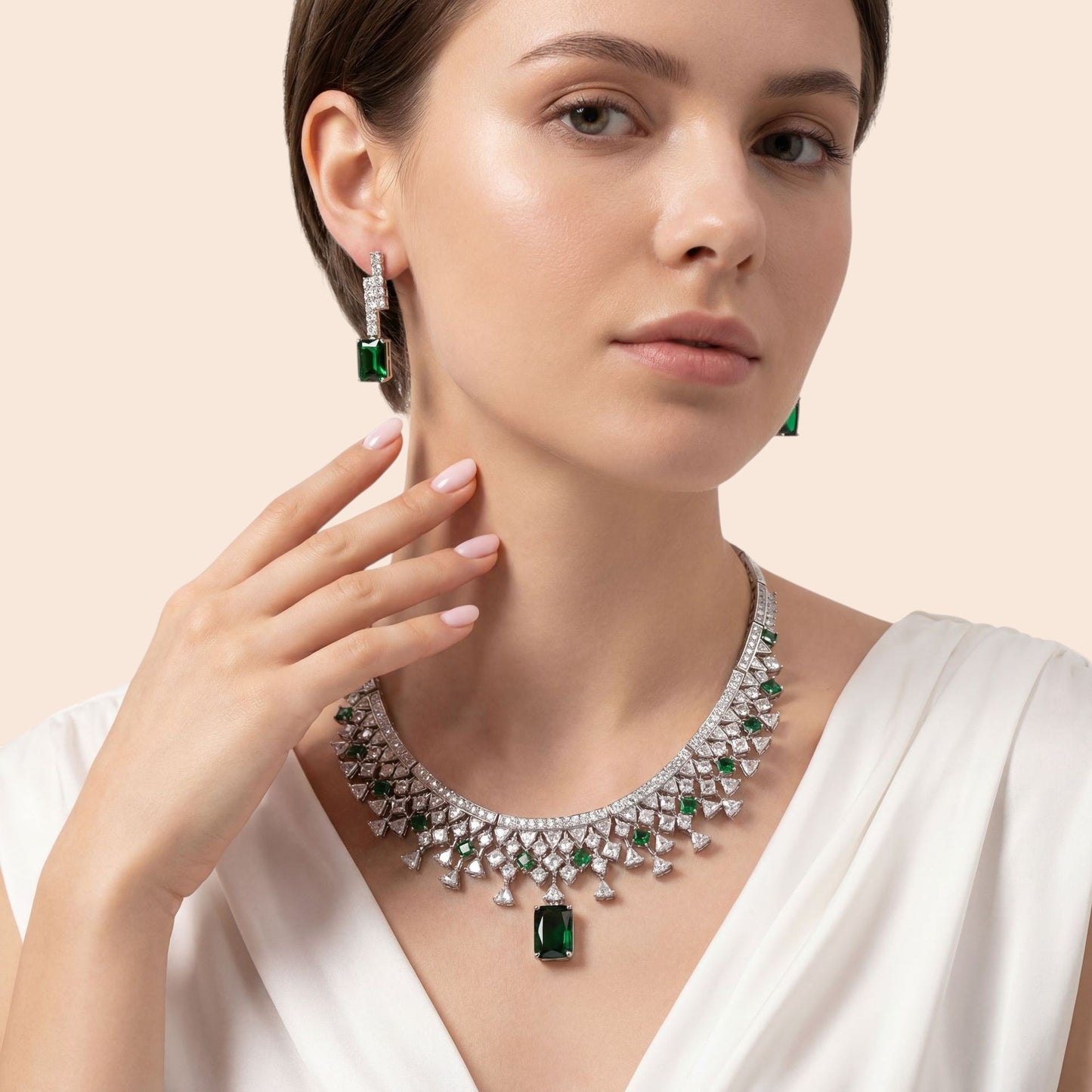Luxury Zircon Crystal Necklace & Earring Set
