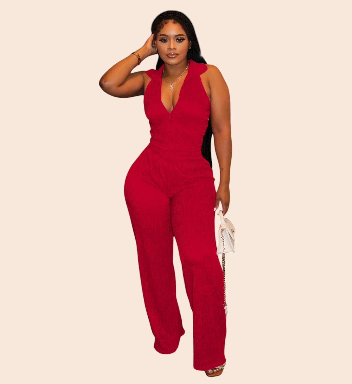 Pleated Wide Leg Jumpsuit