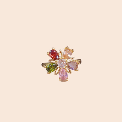 Colorful Crystal Flower Jewelry Set – Luxe Floral Sparkle