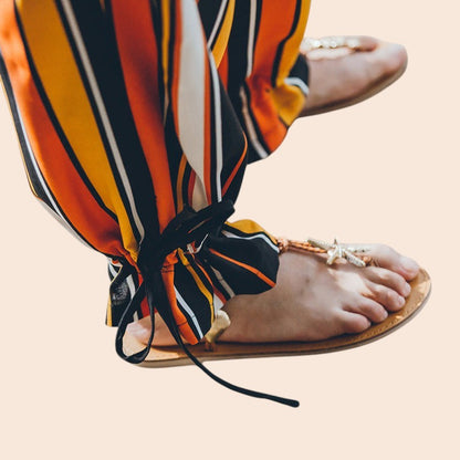Bohemian Sunset Stripe Wide-Leg Pants