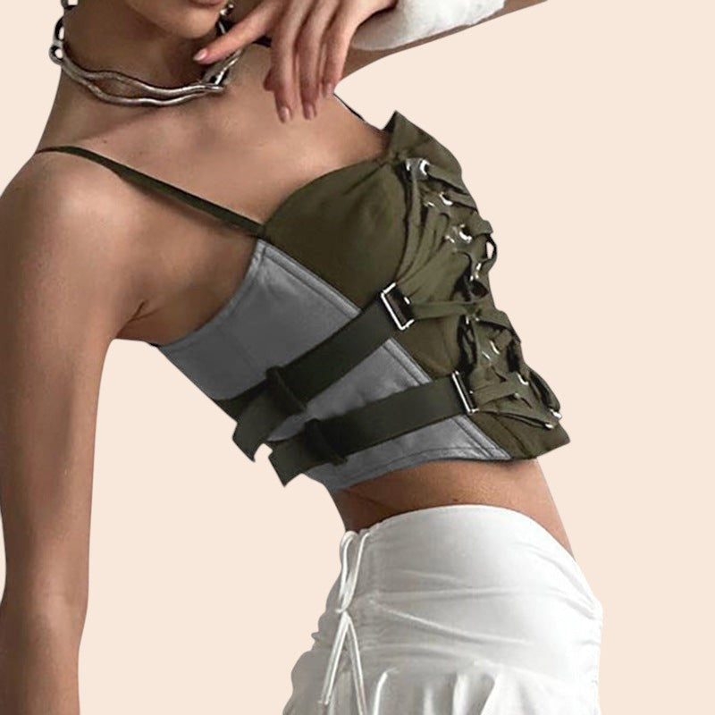 Olive Luxe Buckled Corset Top