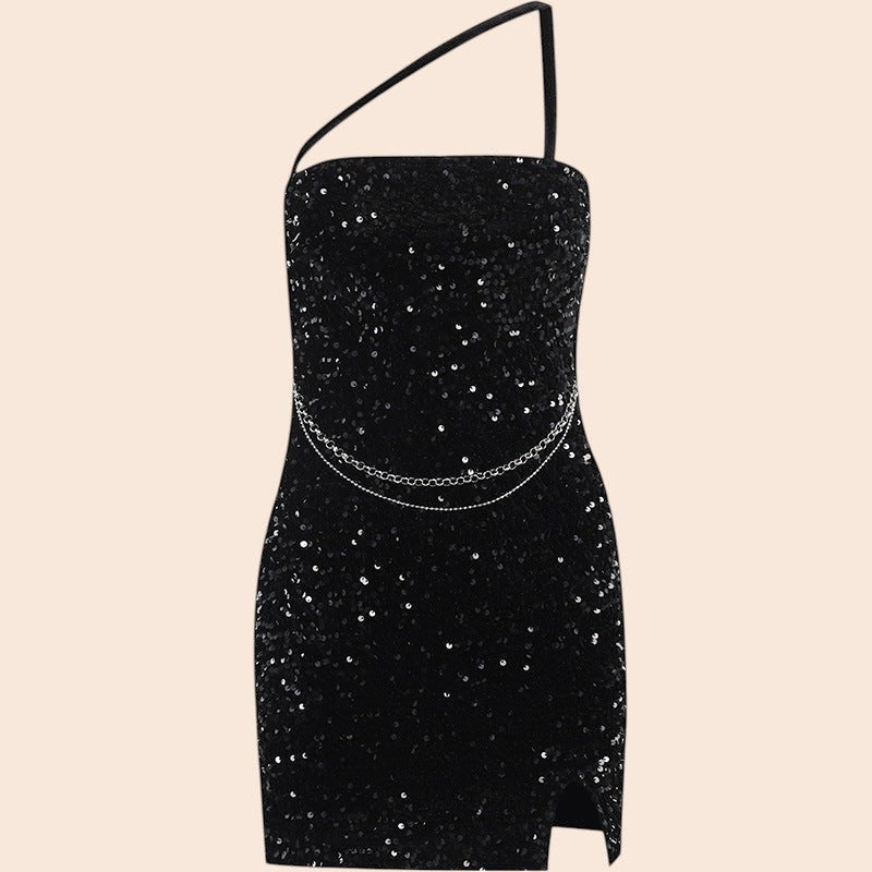 Midnight Glimmer Sequin Mini Dress