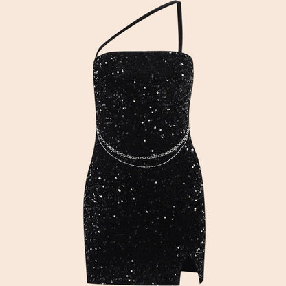 Midnight Glimmer Sequin Mini Dress