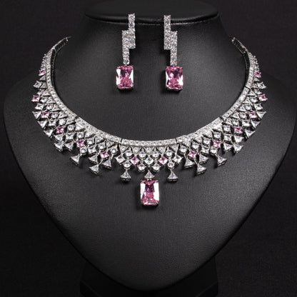 Luxury Zircon Crystal Necklace & Earring Set