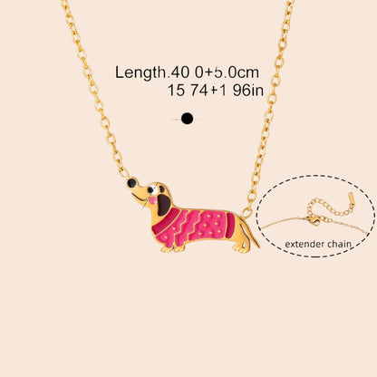 Cute Puppy Charm Necklace & Bracelet Set