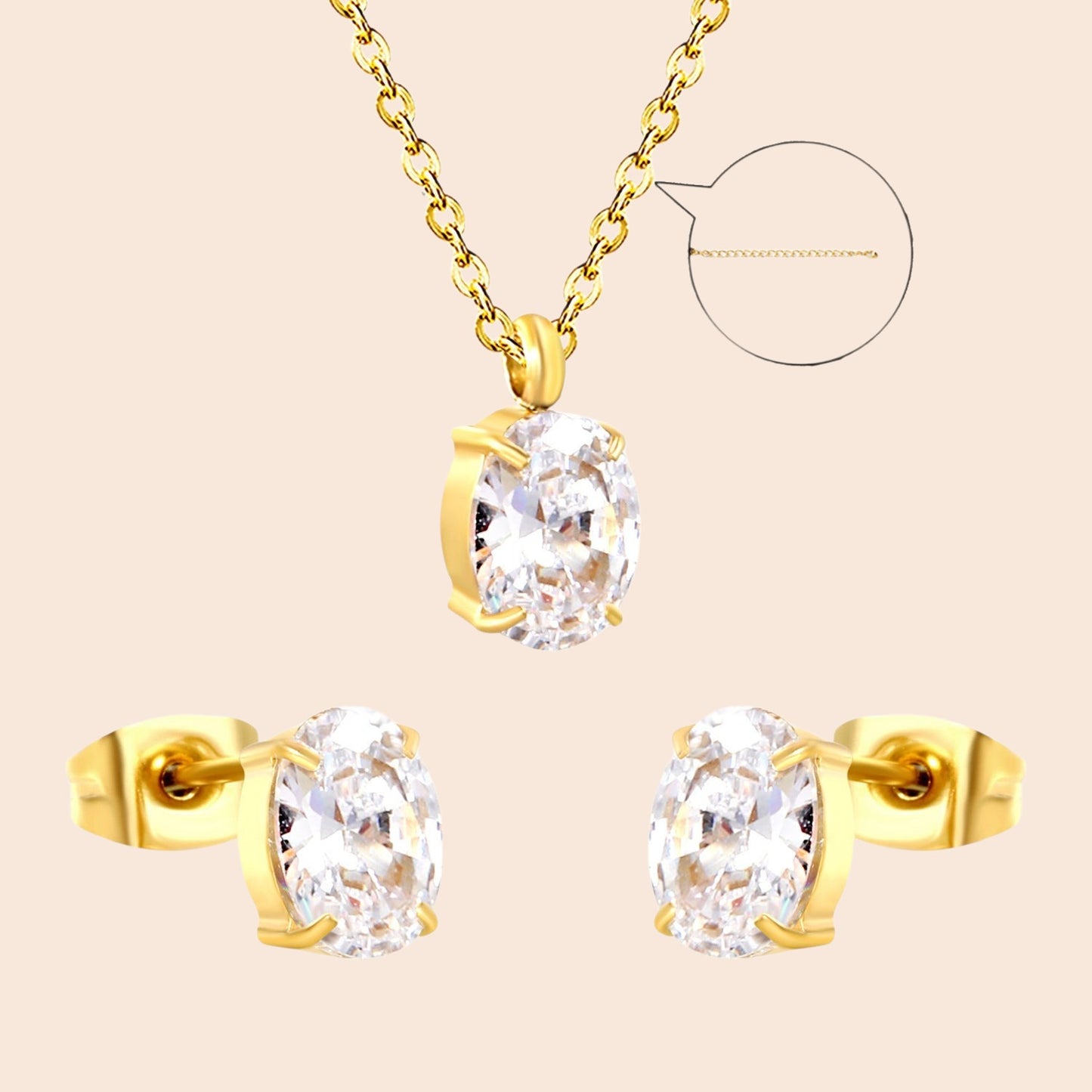 Minimalist Zircon Necklace & Earring Set