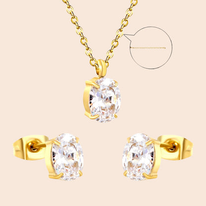 Minimalist Zircon Necklace & Earring Set