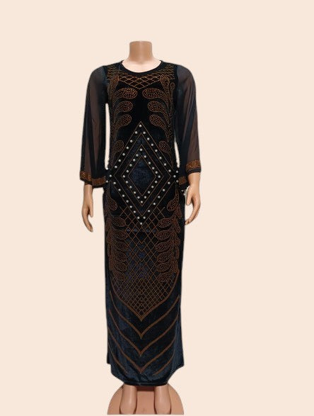 Geometric Embellished Maxi Dress