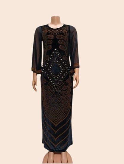Geometric Embellished Maxi Dress