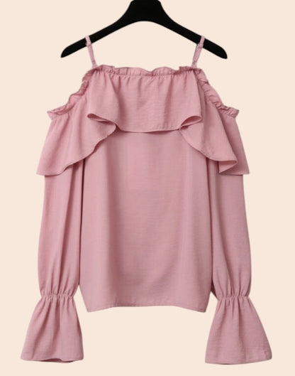 Strap Chic Ruffle Off-Shoulder Blouse