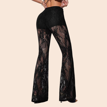 Sheer Lace Flared Pants