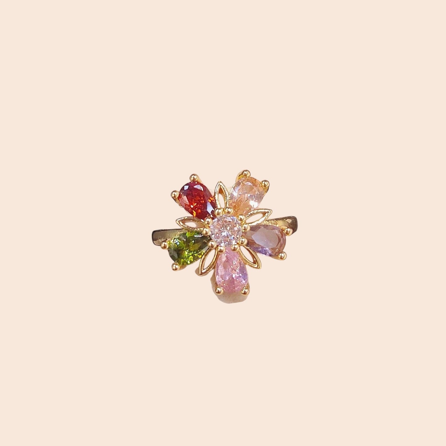 Colorful Crystal Flower Jewelry Set – Luxe Floral Sparkle