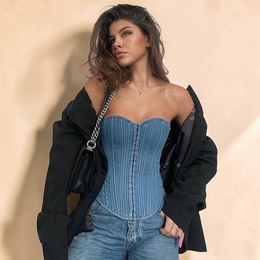 Lace-Up Corset Bustier Top