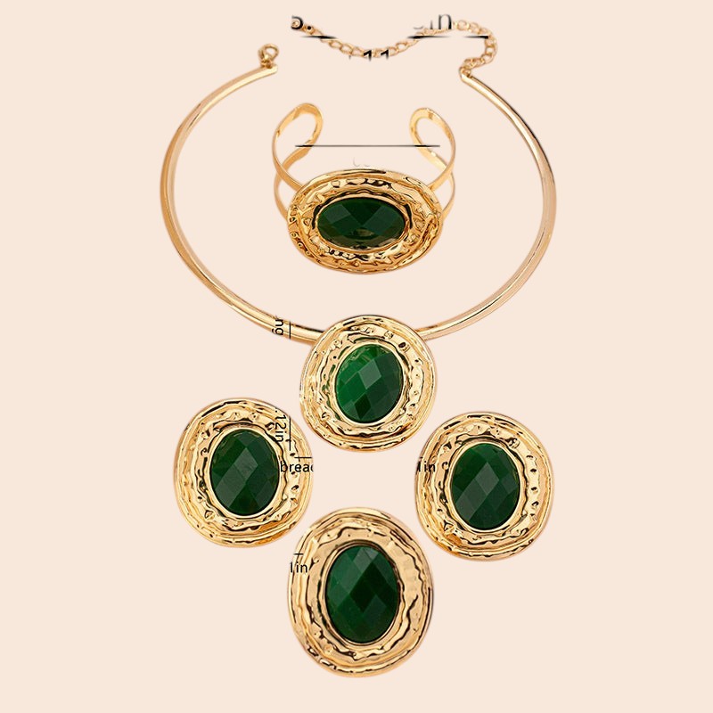 Vintage Emerald Statement Jewelry Set