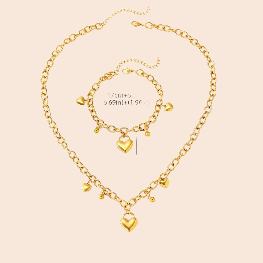 Charmed Heart Necklace & Bracelet Set