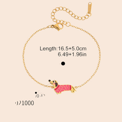 Cute Puppy Charm Necklace & Bracelet Set