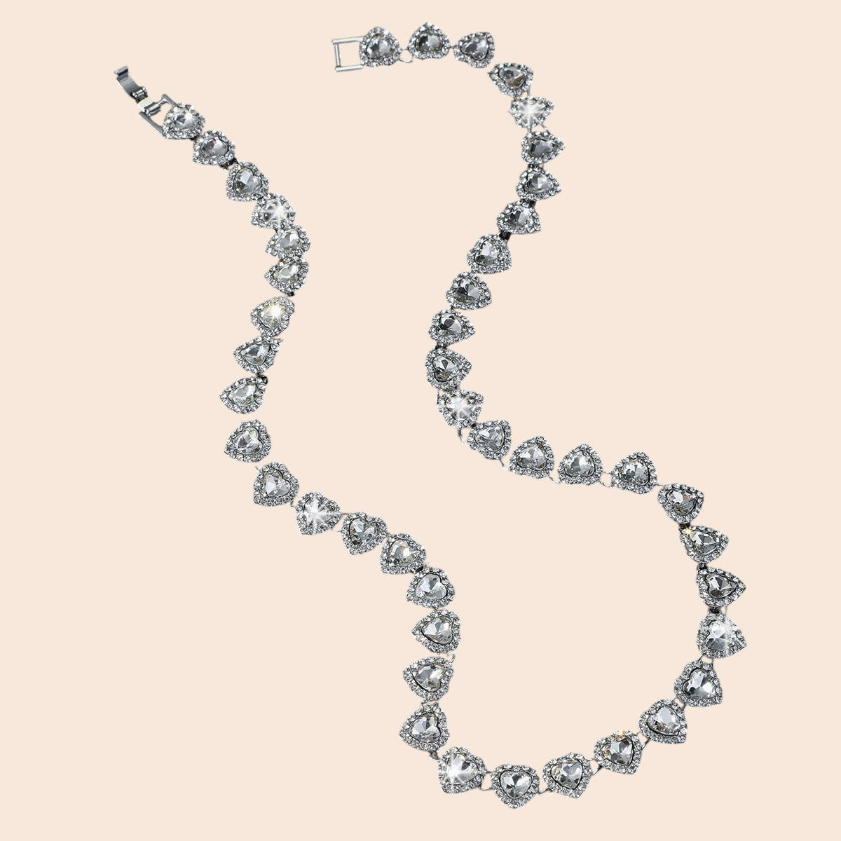 Luxury Heart Crystal Cuban Chain Set