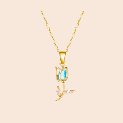 Elegant Tulip Crystal Necklace & Bracelet Set