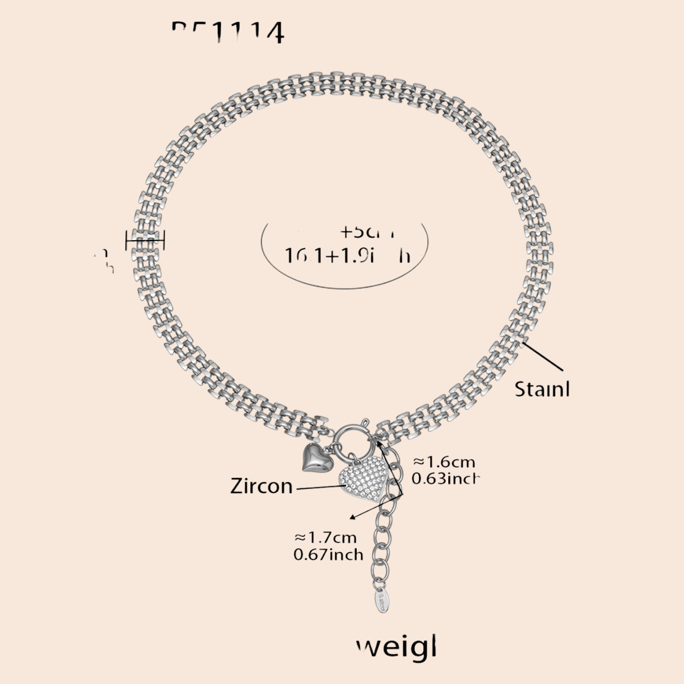 Luxe Heart Charm Zircon Jewelry Set