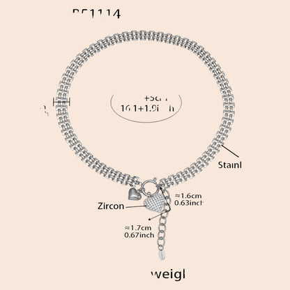 Luxe Heart Charm Zircon Jewelry Set