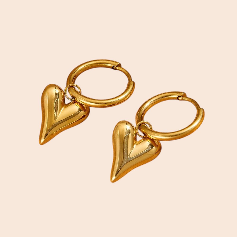 Golden Heart Necklace & Earring Set