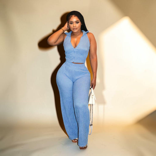Pleated Wide Leg Jumpsuit