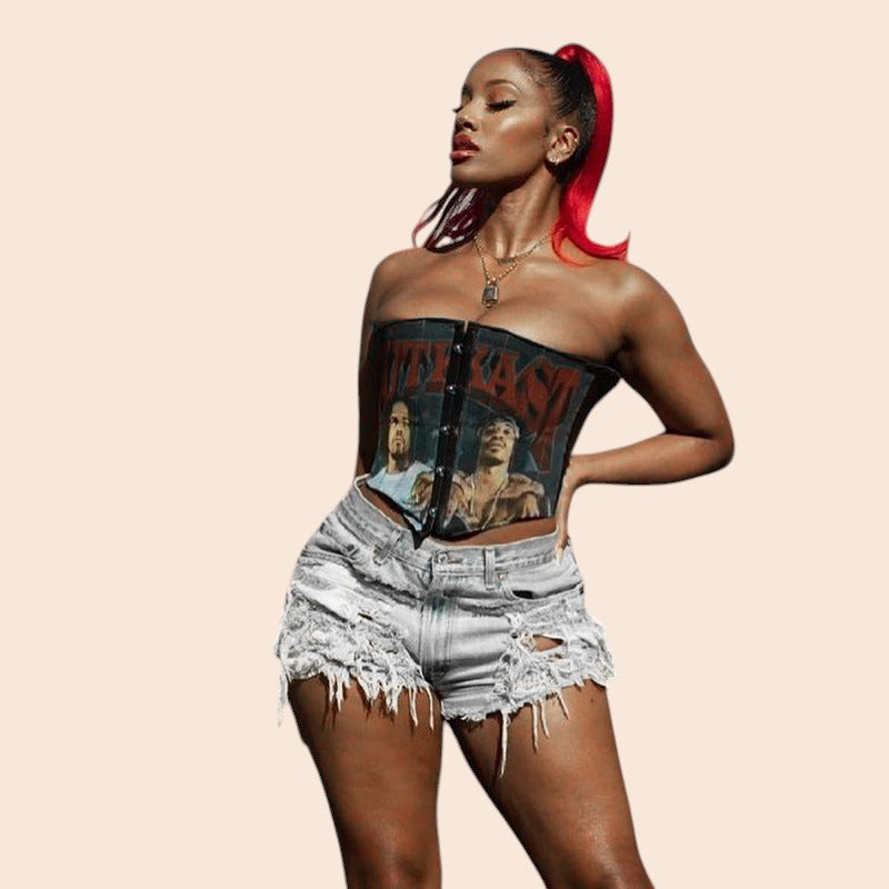 Midnight Muse Graphic Corset Top